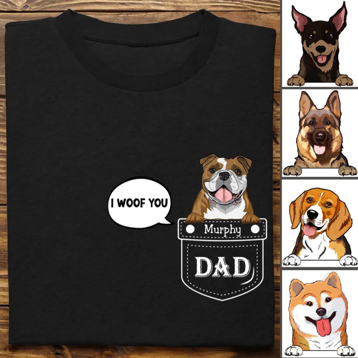 Father's Day - Dog In The Pocket Gift For Dog Lovers - Personalized T - shirt (TT) - Makezbright Gifts