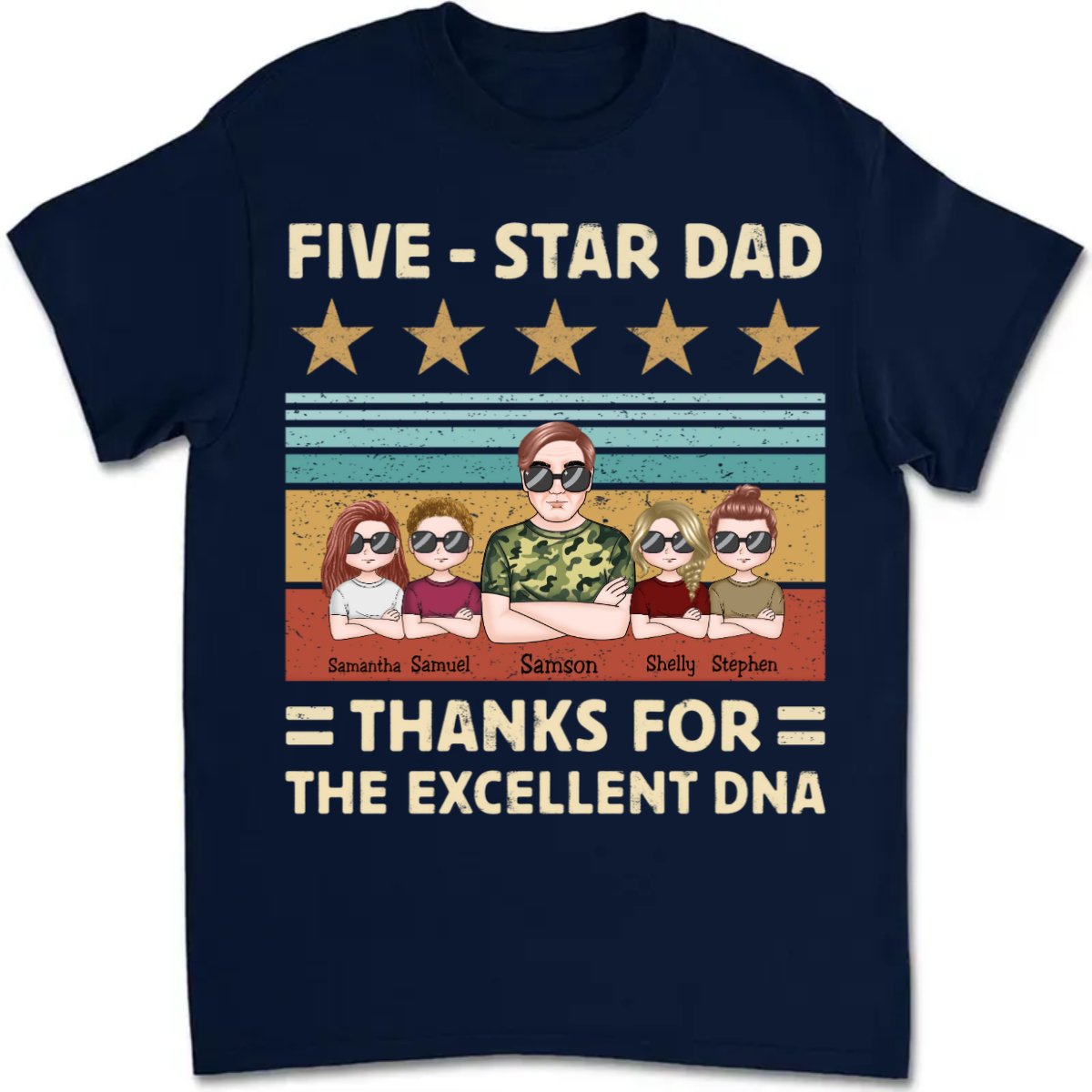 Father's Day - Five - Star Dad Thanks For The Excellent DNA - Personalized T - Shirt (TT) - Makezbright Gifts