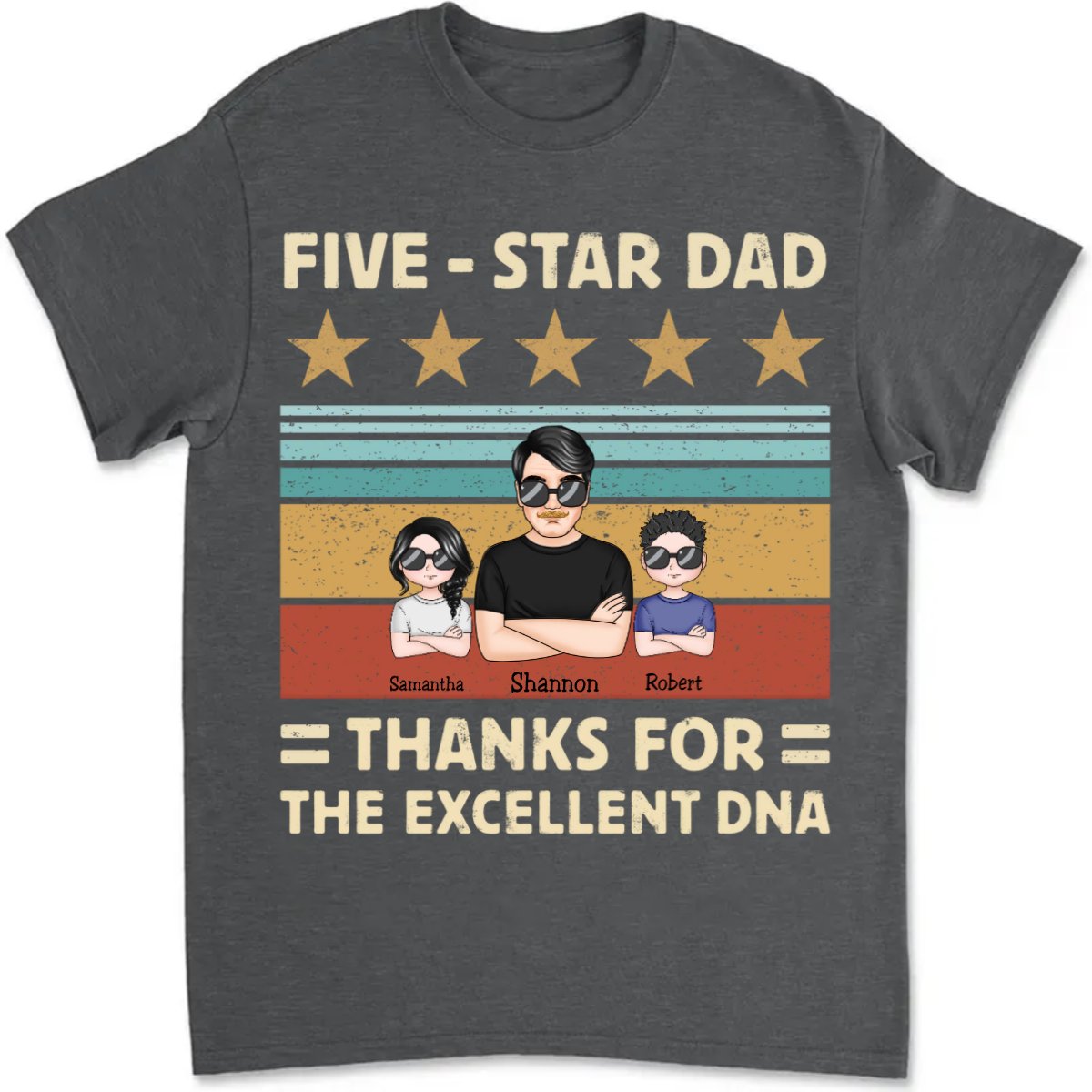 Father's Day - Five - Star Dad Thanks For The Excellent DNA - Personalized T - Shirt (TT) - Makezbright Gifts