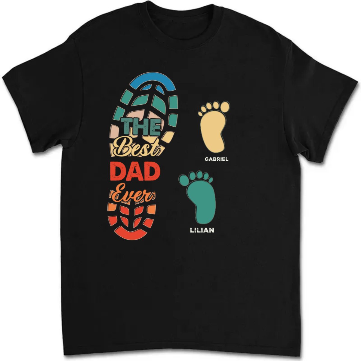 Father's Day - Gift For Father For Dad Foot Print - Personalized Unisex T - shirt - Makezbright Gifts