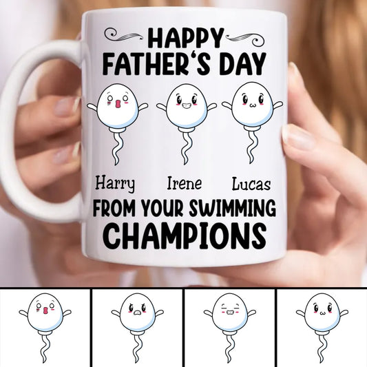 Father's Day - Happy Father's Day From Your Swimming Champion - Personalized Mug - Makezbright Gifts