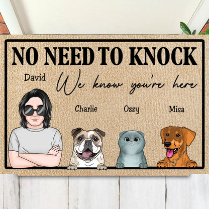 Father's Day - No Need To Knock - Personalized Doormat - Makezbright Gifts