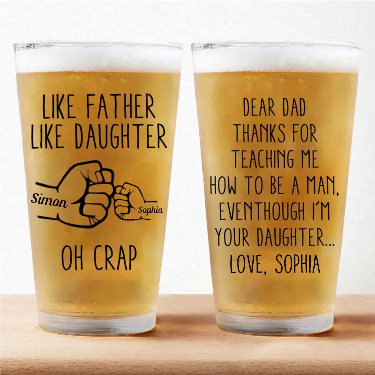 Father's Day - Thanks For Teaching Me How To Be A Man - Personalized Beer Glass (HJ) - Makezbright Gifts