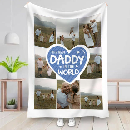 Father's Day - The Best Daddy In The World - Personalized Blanket - Makezbright Gifts