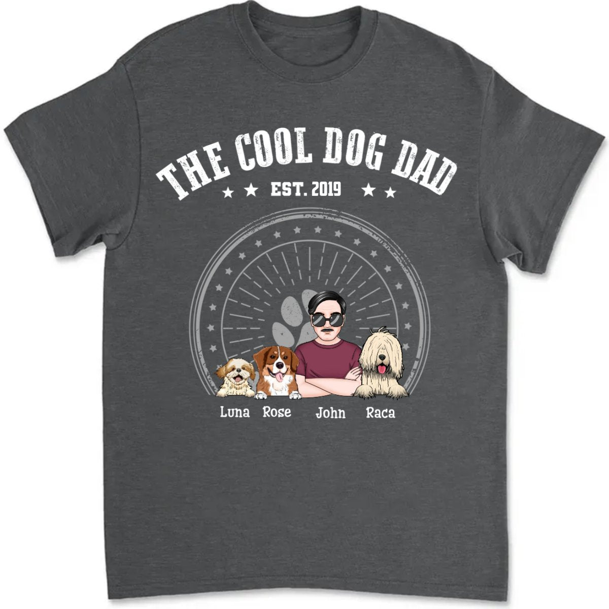 Father's Day - The Cool Dog Dad - Personalized Unisex T - shirt - Makezbright Gifts