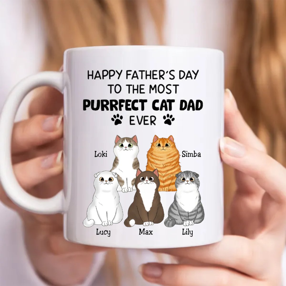 Father's Day - The Most Purrfect Cat Dad - Personalized Mug - Makezbright Gifts