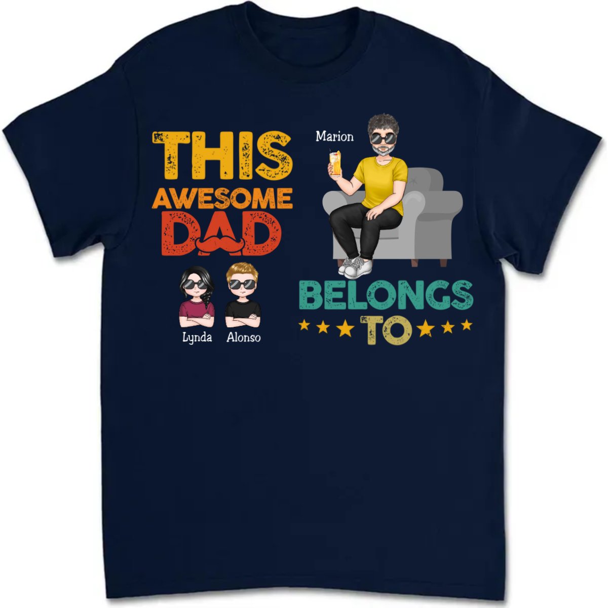 Father's Day - This Awesome Dad Belongs To - Personalized T - Shirt (TT) - Makezbright Gifts