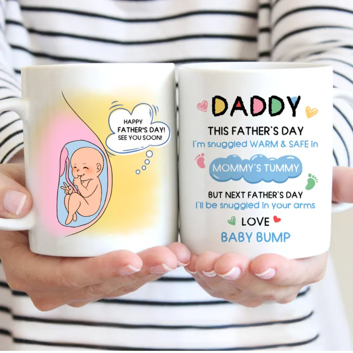 Father's Day - This Father's Day I'm Snuggled Warm & Safe In Mommy's Tummy... - Personalized Mug - Makezbright Gifts