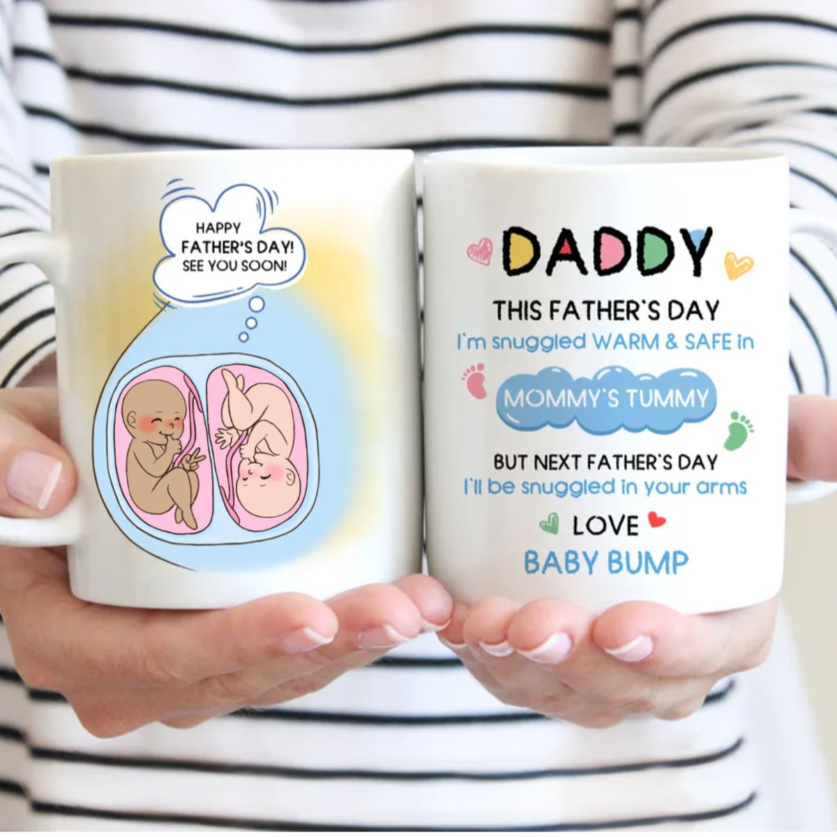 Father's Day - This Father's Day I'm Snuggled Warm & Safe In Mommy's Tummy... - Personalized Mug - Makezbright Gifts