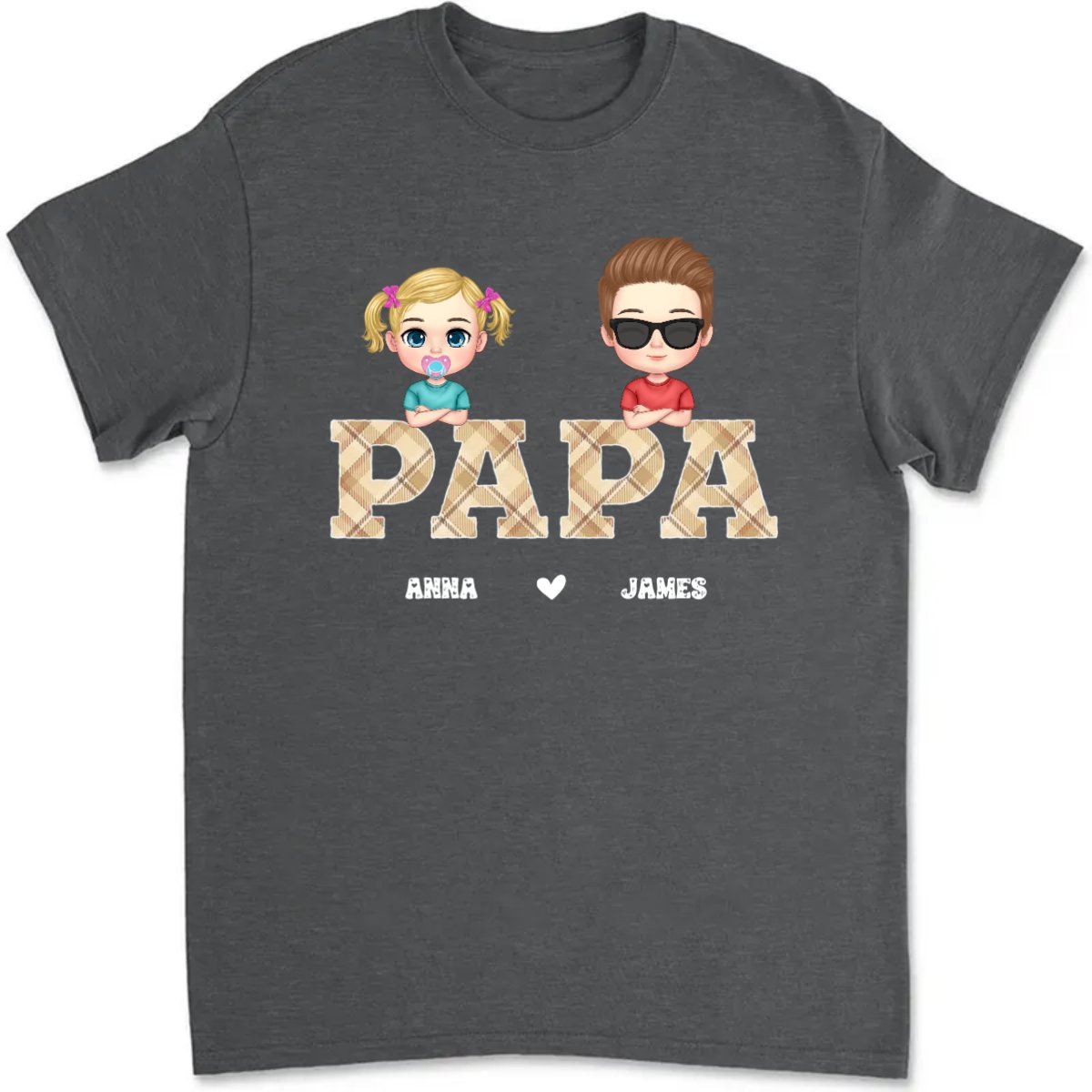 Father's Day - Vintage Papa Title - Personalized T - Shirt - Makezbright Gifts