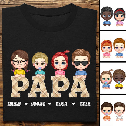 Father's Day - Vintage Papa Title - Personalized T - Shirt - Makezbright Gifts