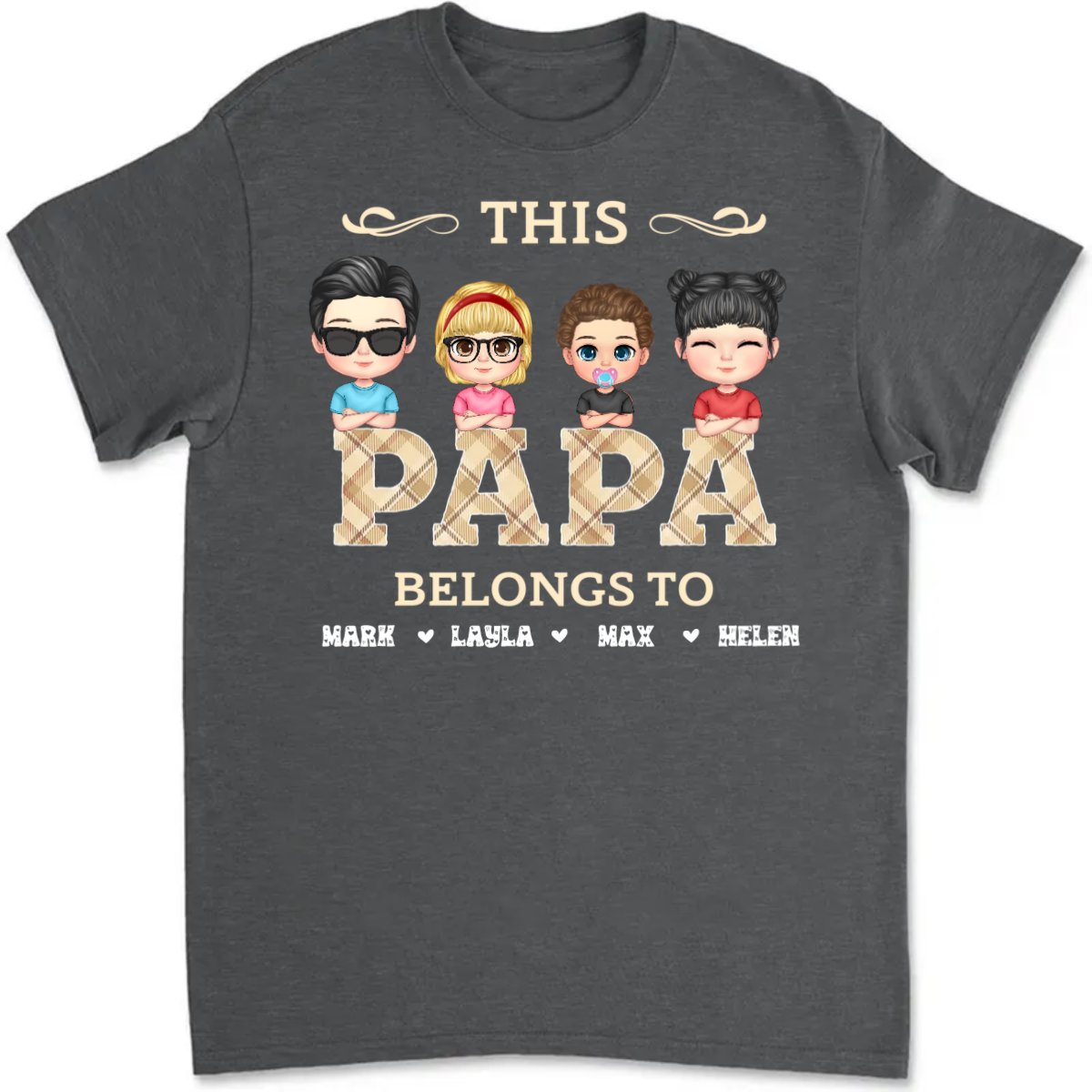 Father's Day - Vintage Papa Title - Personalized T - Shirt (TB) - Makezbright Gifts