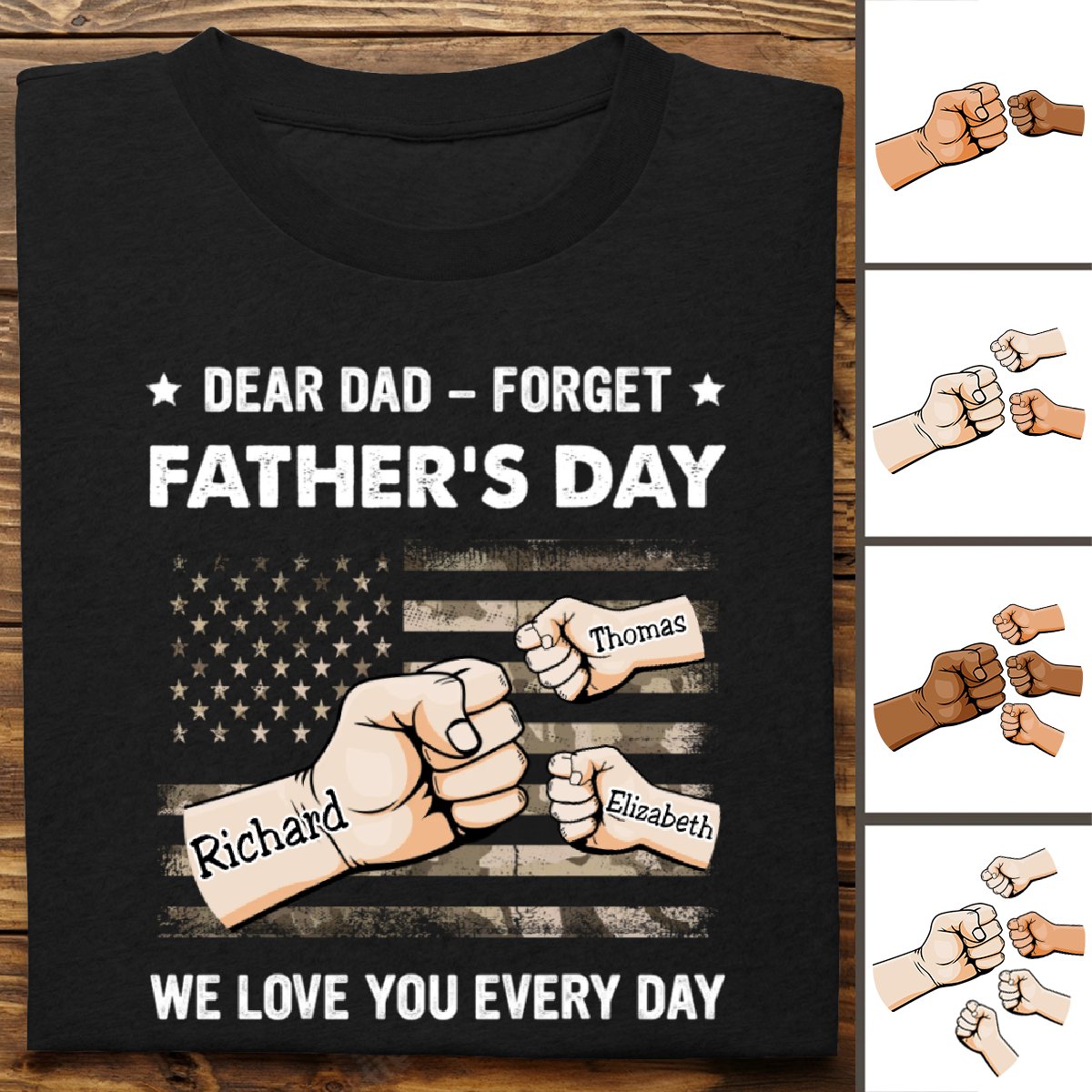 Father's Day - We Love You Every Single Day - Personalized T - shirt - Makezbright Gifts