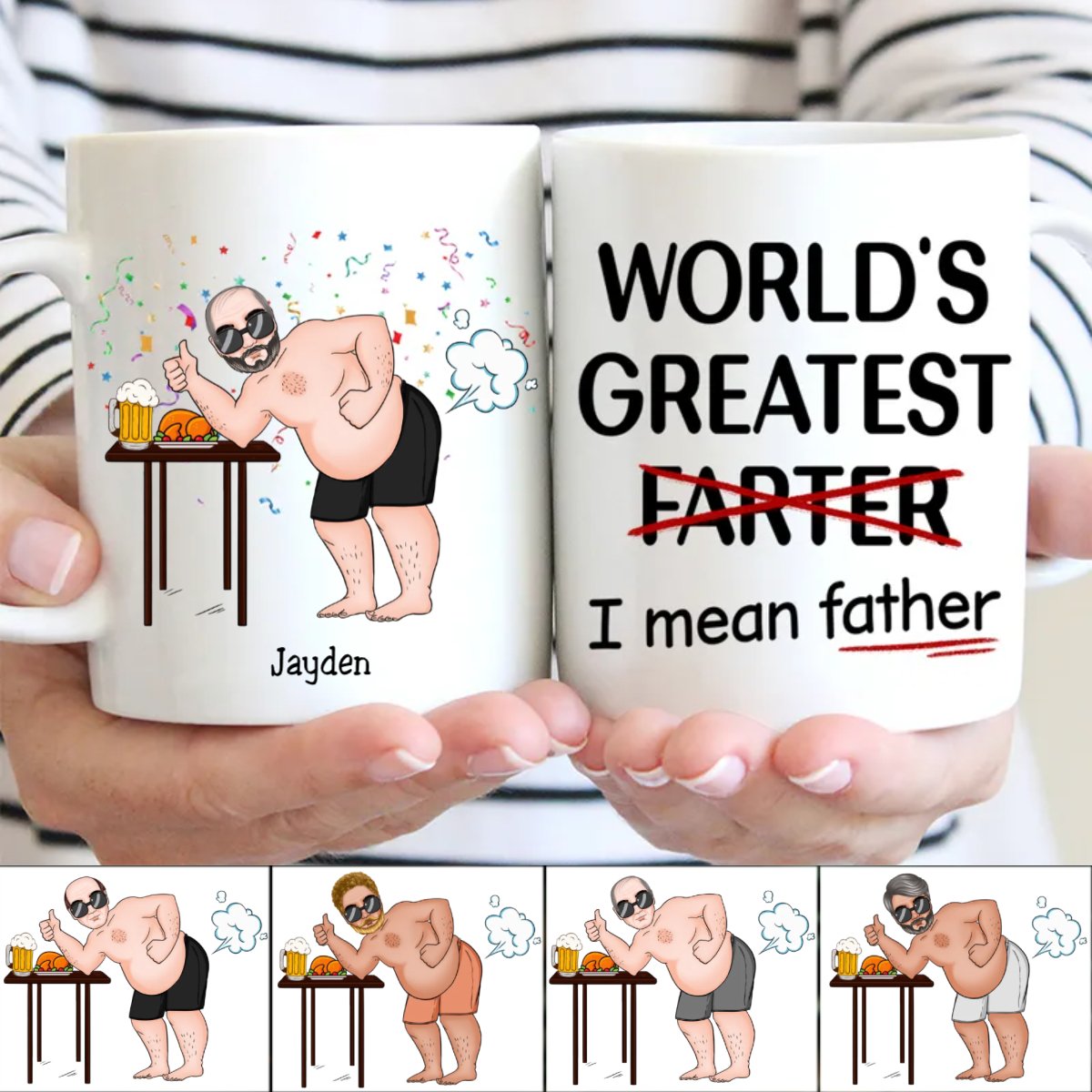 Father's Day - World's Greatest Farter I Mean Father - Personalized Mug - Makezbright Gifts