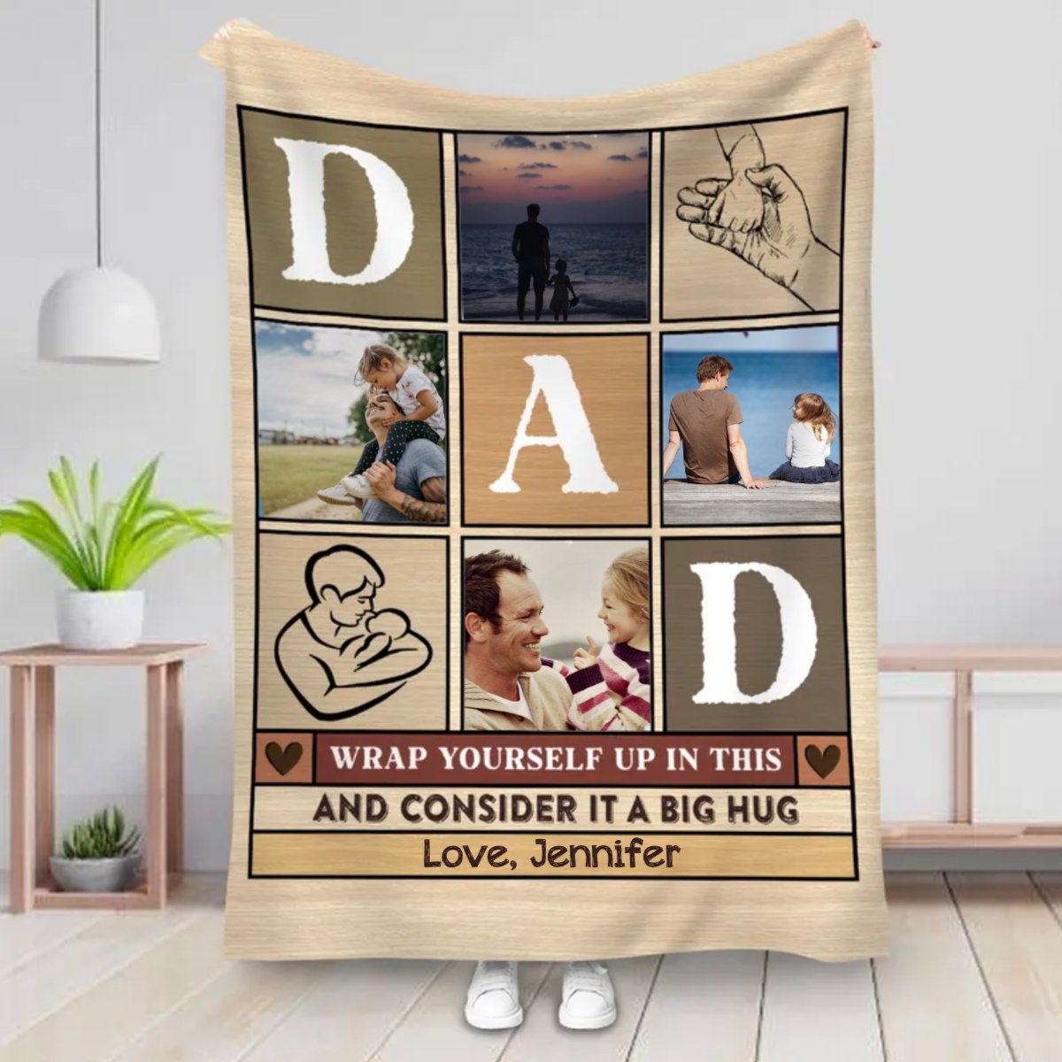 Father's Day - Wrap Yourself Up In This And Consider It A Big Hug - Personalized Blanket - Makezbright Gifts