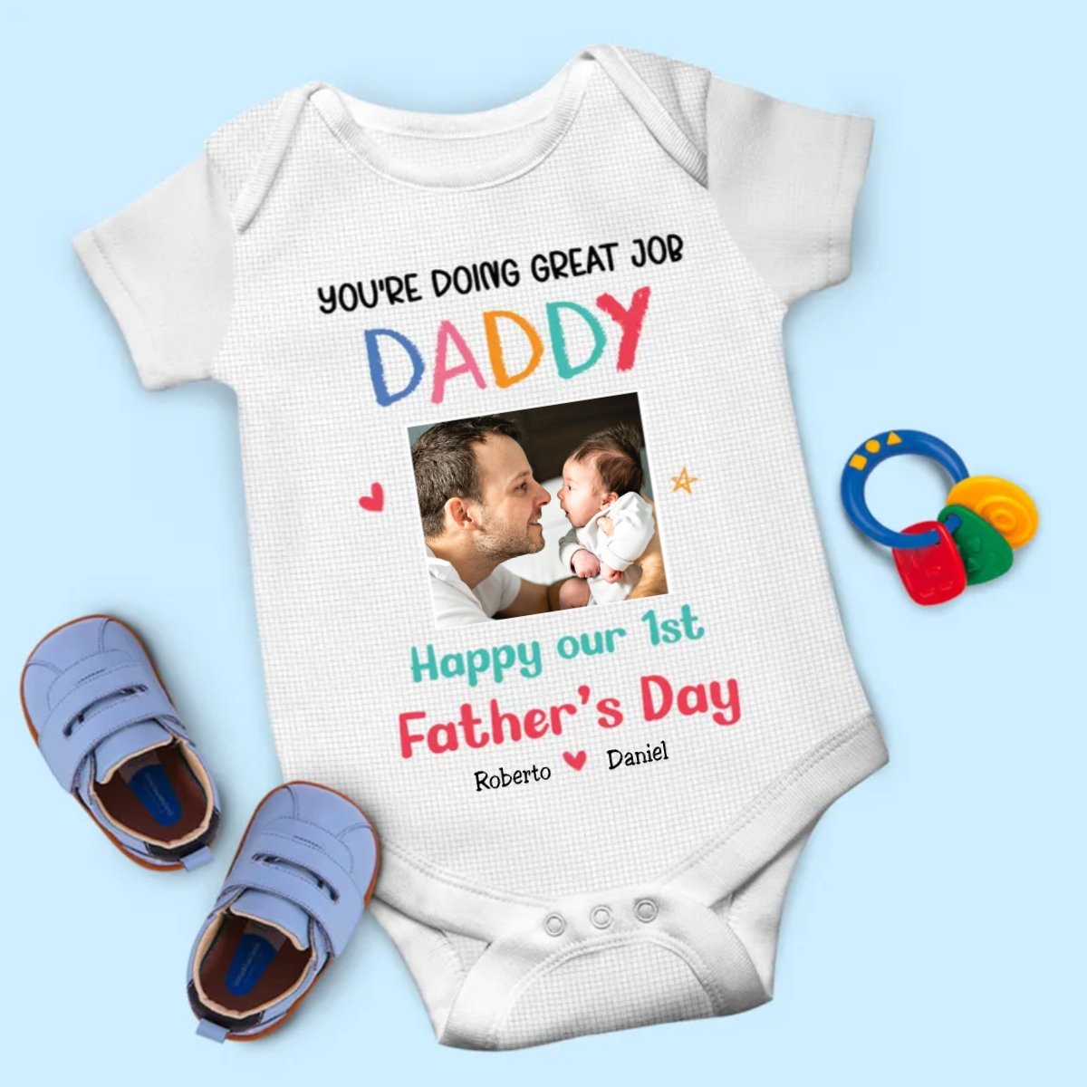 Father's Day - You're Doing A Great Job Daddy - Personalized Baby Bodysuit (LH) - Makezbright Gifts