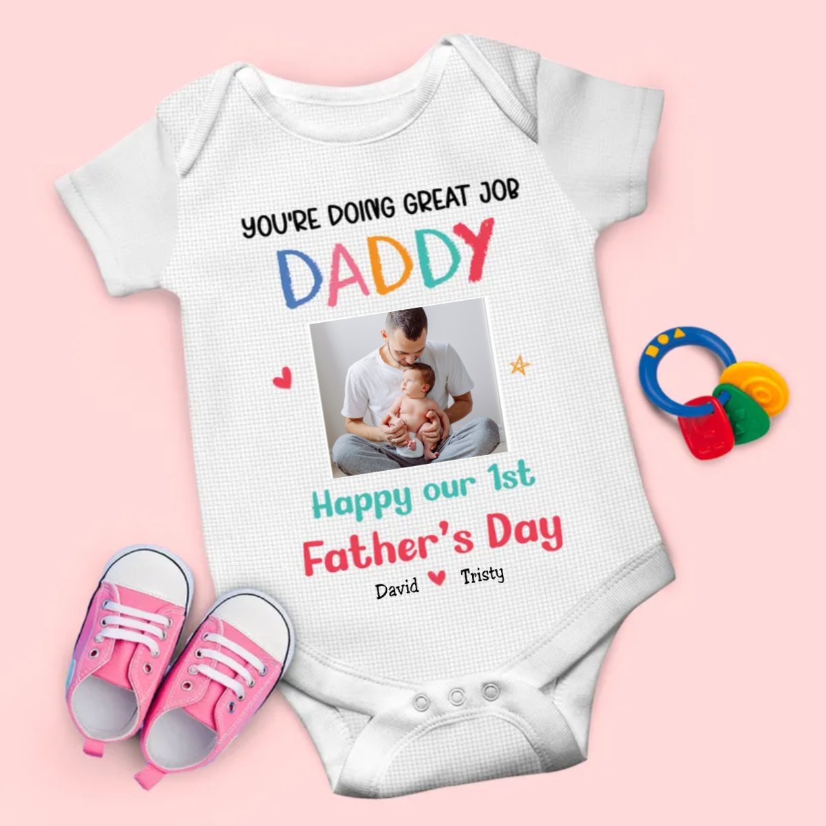 Father's Day - You're Doing A Great Job Daddy - Personalized Baby Bodysuit (LH) - Makezbright Gifts