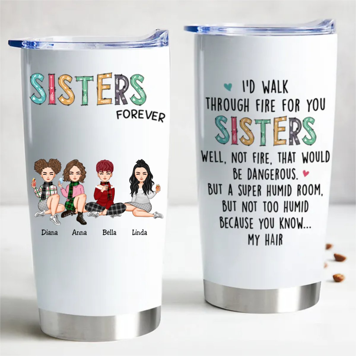 Fireproof Sisters Stainless Steel Tumbler - Customized Thermal Cup - Makezbright Gifts