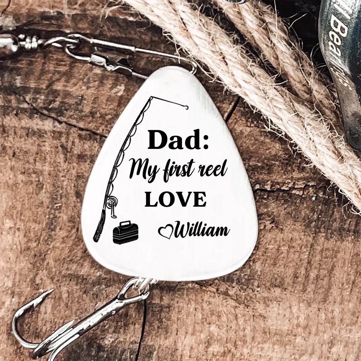 Fishing Lovers - Dad, My First Reel Love - Personalized Fishing Lure Keychain - Makezbright Gifts