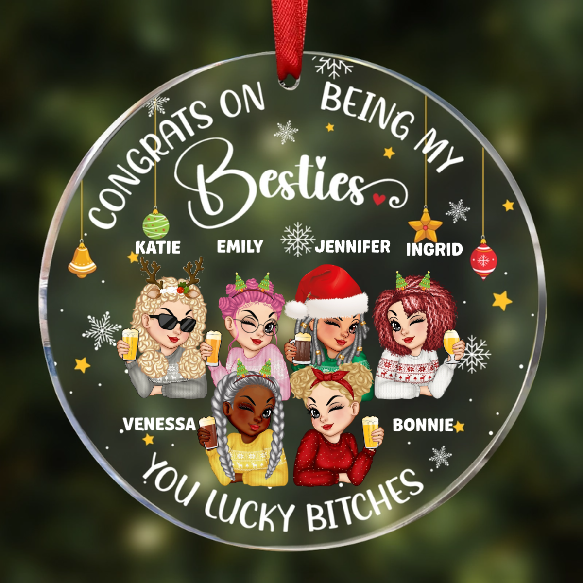 Congrats On Being My Bestie Christmas - Personalized Circle Acrylic Ornament