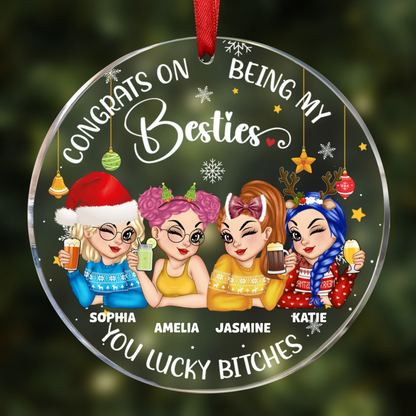 Congrats On Being My Bestie Christmas - Personalized Circle Acrylic Ornament