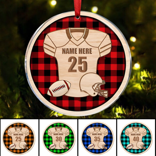 Football - Football Christmas - Personalized Circle Ornament - Makezbright Gifts