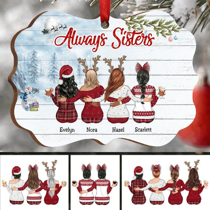 Friend - Always Sisters - Personalized Acrylic Ornament (Snow Man) - Makezbright Gifts