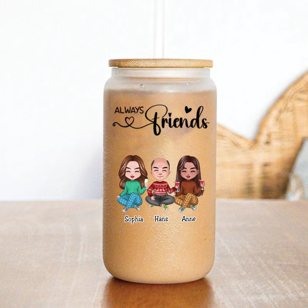 Friends - Always Friends - Personalize Glass Can (AA) - Makezbright Gifts