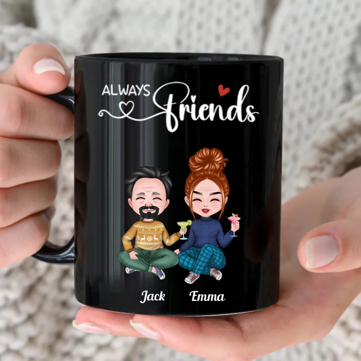 Friends - Always Friends - Personalized Black Mug - Makezbright Gifts