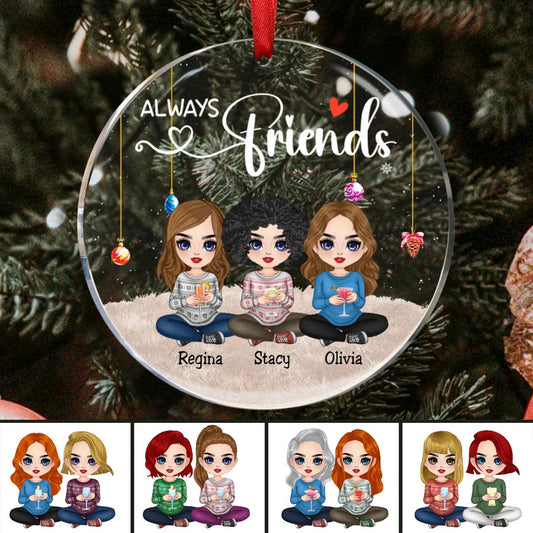 Friends - Always Friends - Personalized Circle Ornament (TB) - Makezbright Gifts