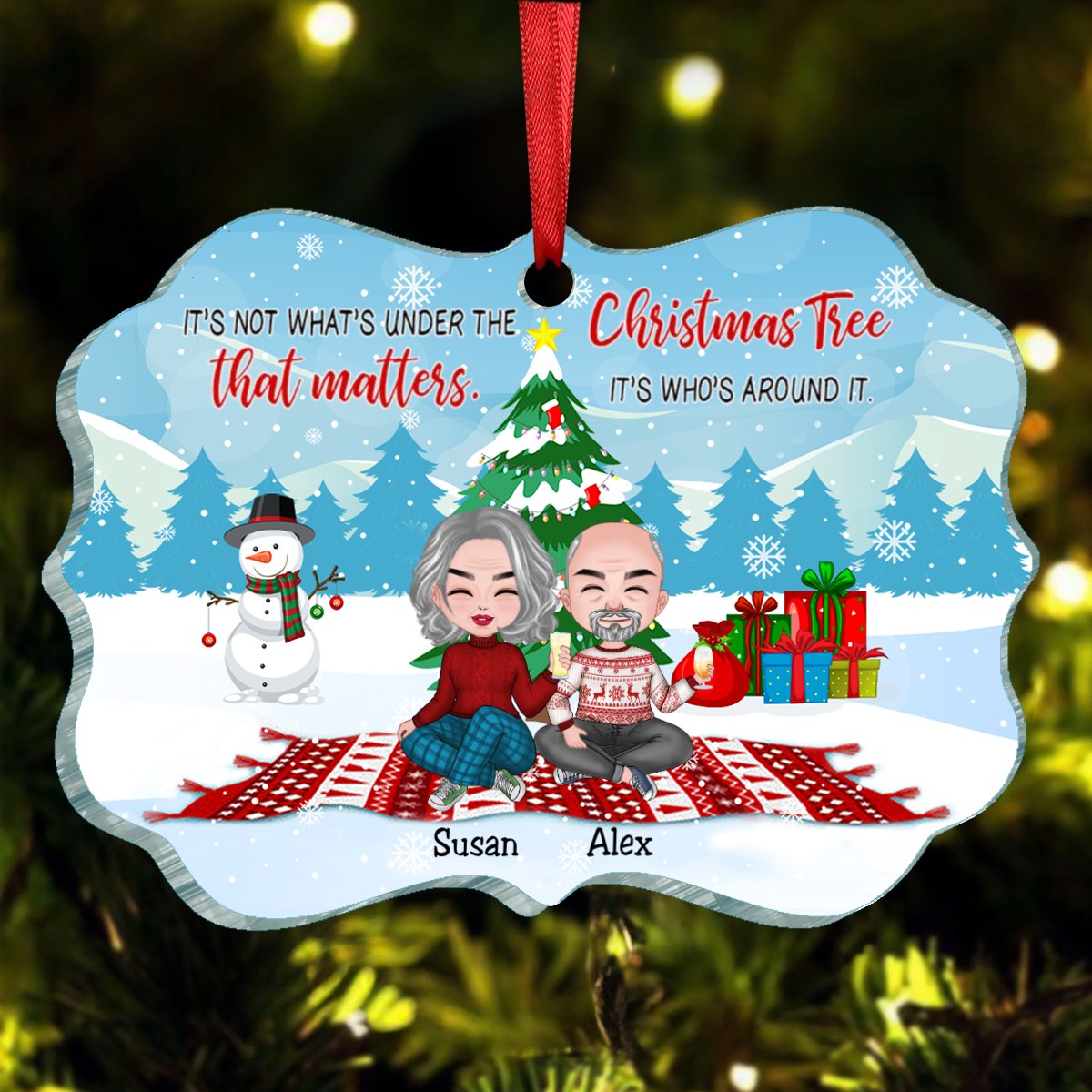 Friends - Best Friends Around The Christmas Tree - Personalized Acrylic Ornament - Makezbright Gifts