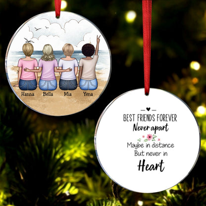 Friends - Best Friends Forever - Personalized Circle Ornament - Makezbright Gifts