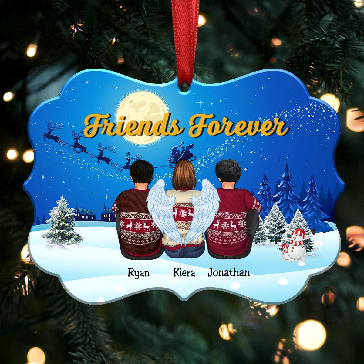 Friends Forever - Personalized Christmas Ornament (V1 Moon) - Makezbright Gifts