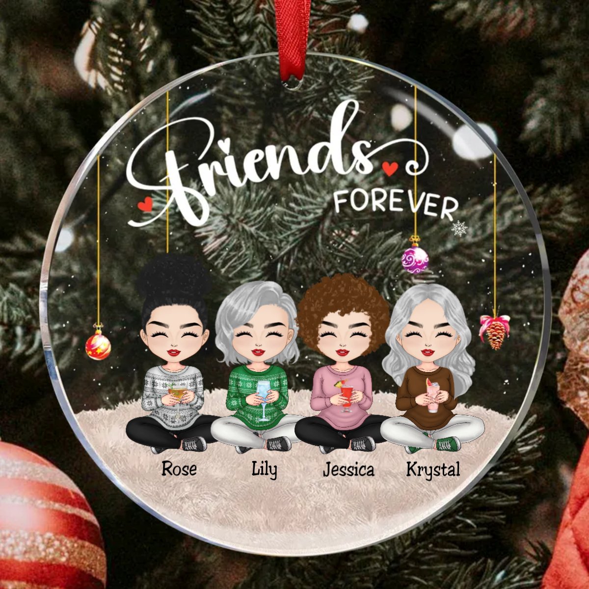 Friends - Friend Forever Ver 2 - Personalized Circle Ornament - Makezbright Gifts