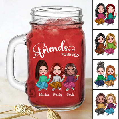 Friends - Friends Forever - Personalize Drinking Jar (White) - Makezbright Gifts