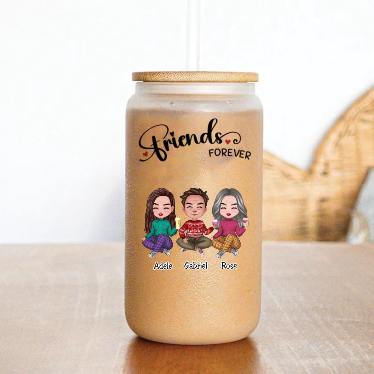 Friends - Friends Forever - Personalize Glass Can (AA) - Makezbright Gifts