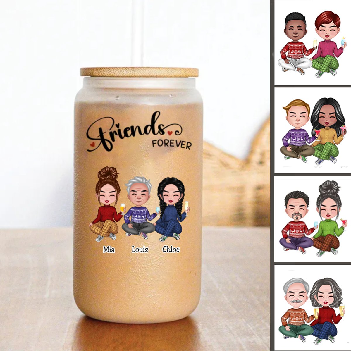 Friends - Friends Forever - Personalize Glass Can (AA) - Makezbright Gifts