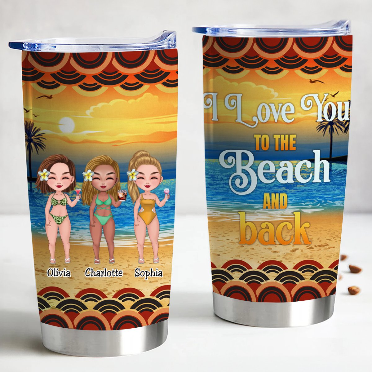 Friends - I Love You To The Beach And Back - Bestie Personalized Custom Tumbler - Makezbright Gifts