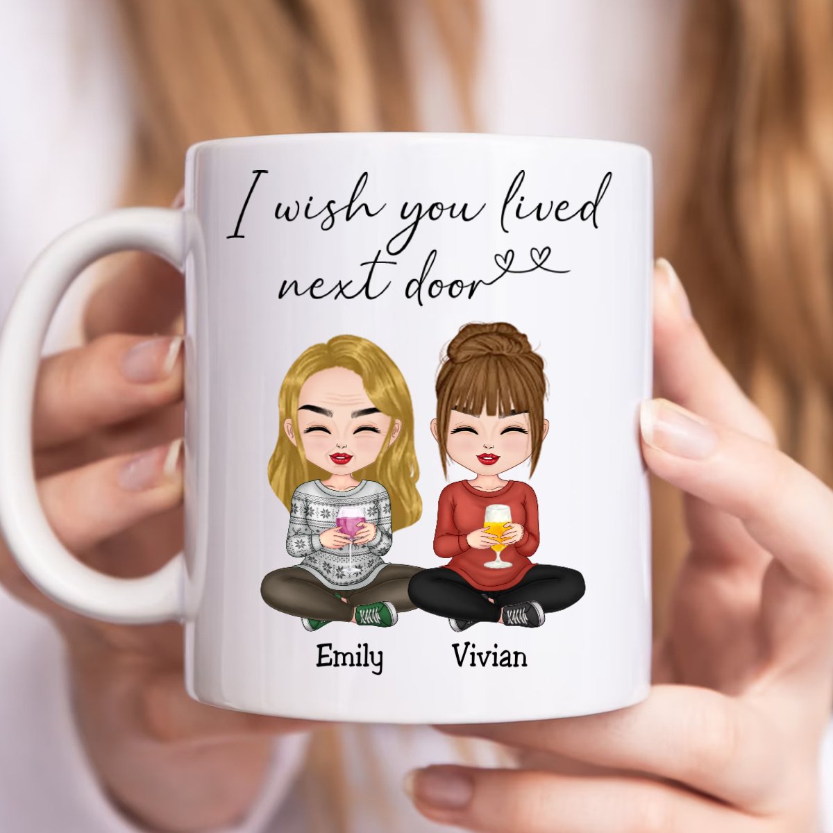 Friends - I Wish You Lived Next Door - Personalized Mug - Makezbright Gifts