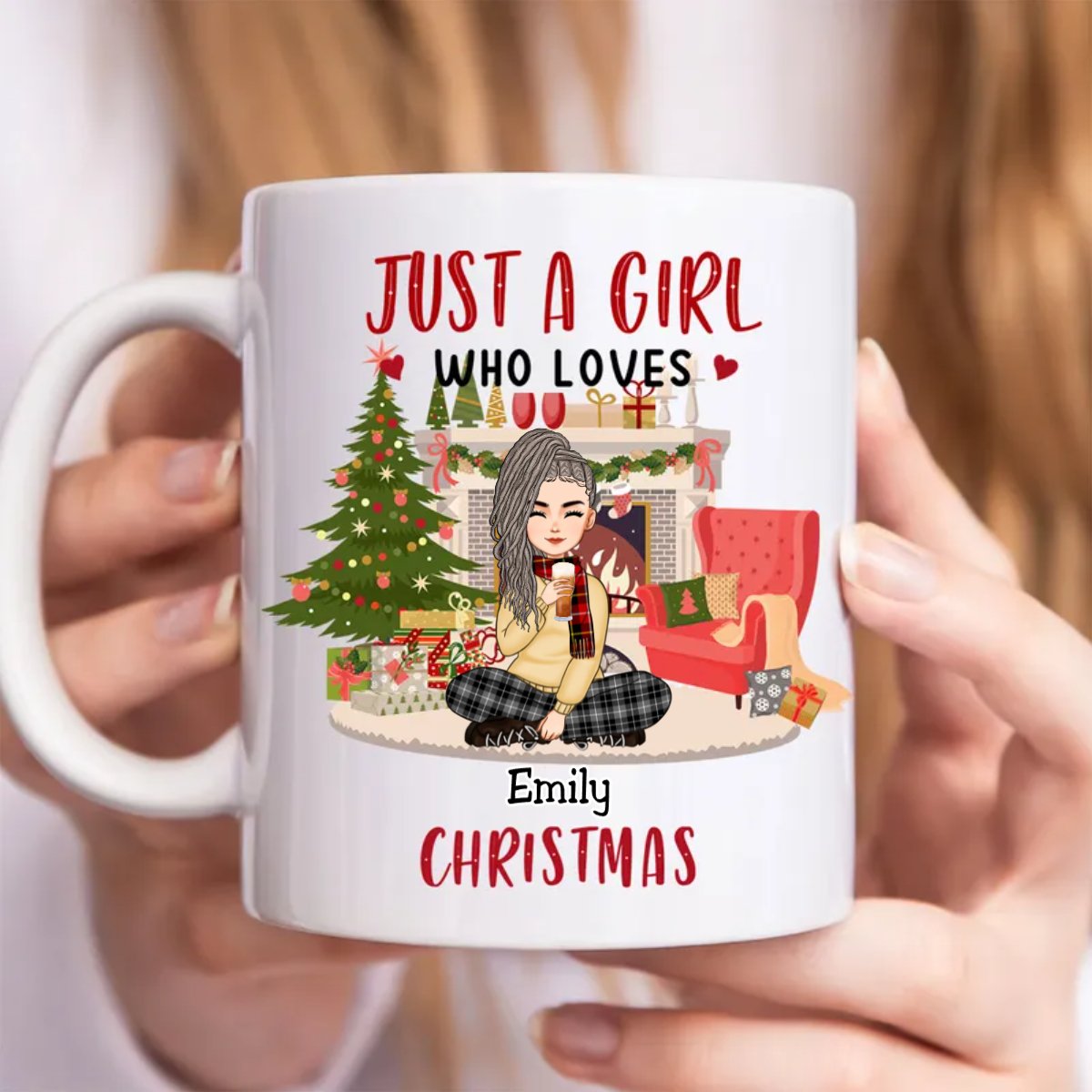 Friends - Just A Girl Who Loves Christmas - Personalized Mug - Makezbright Gifts