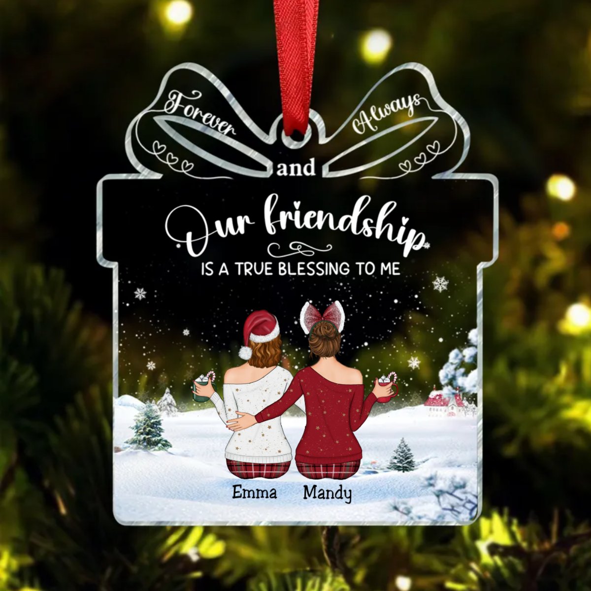 Friends - Our Friendship is a True Blessing to me - Personalized Acrylic Ornament - Makezbright Gifts