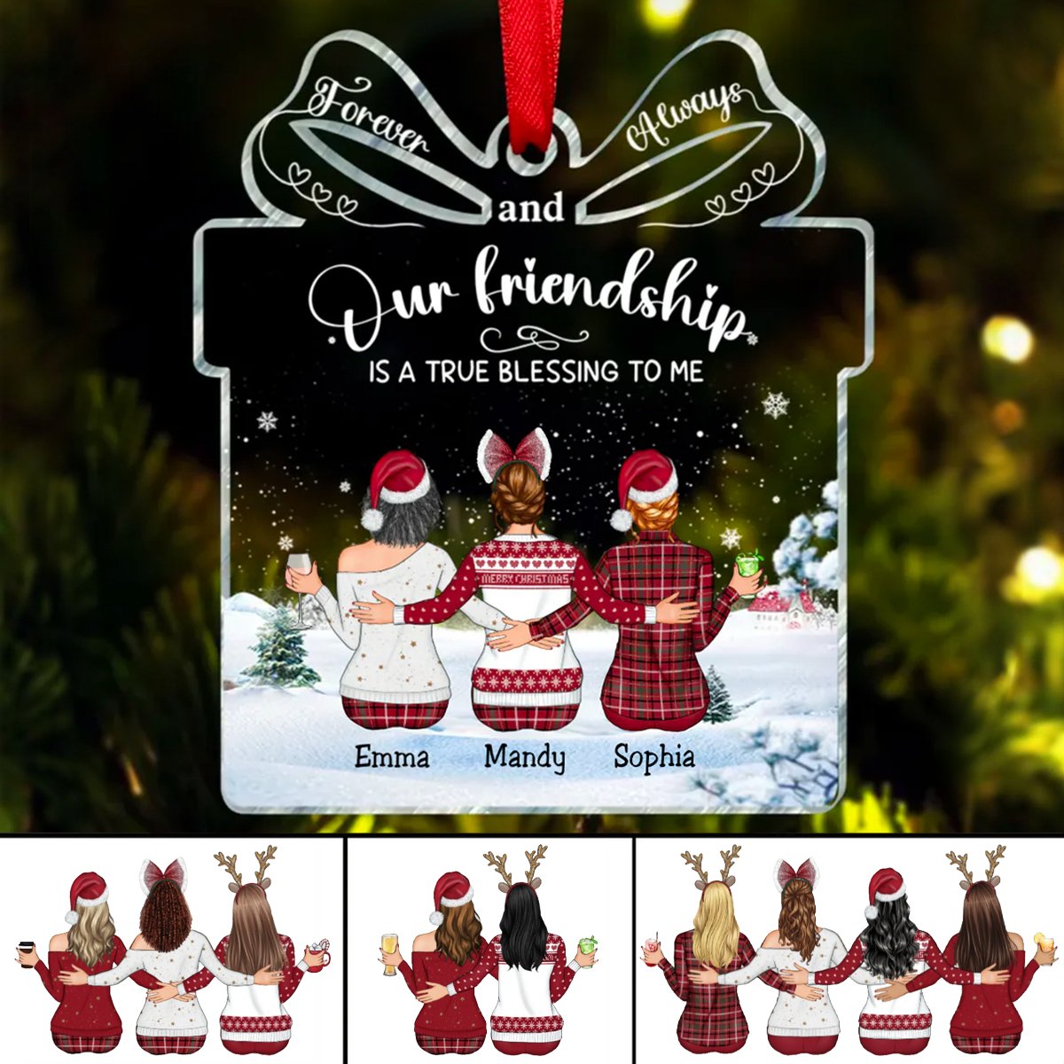 Friends - Our Friendship is a True Blessing to me - Personalized Acrylic Ornament - Makezbright Gifts