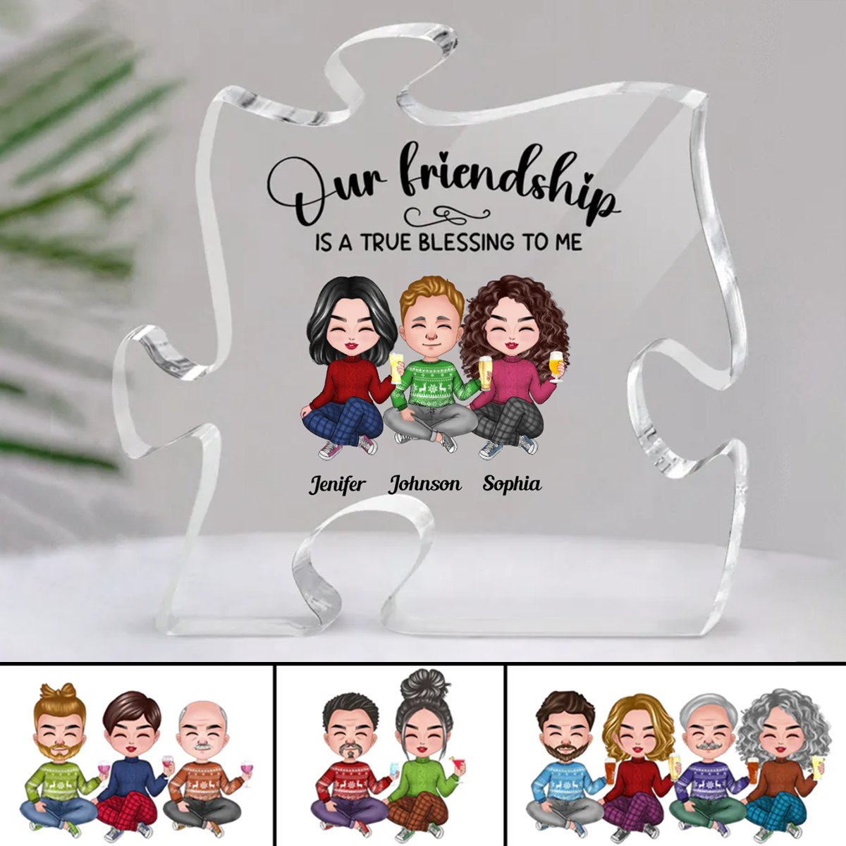 Friends - Our Friendship Is A True Blessing To Me - Personalized Acrylic Plaque - Makezbright Gifts