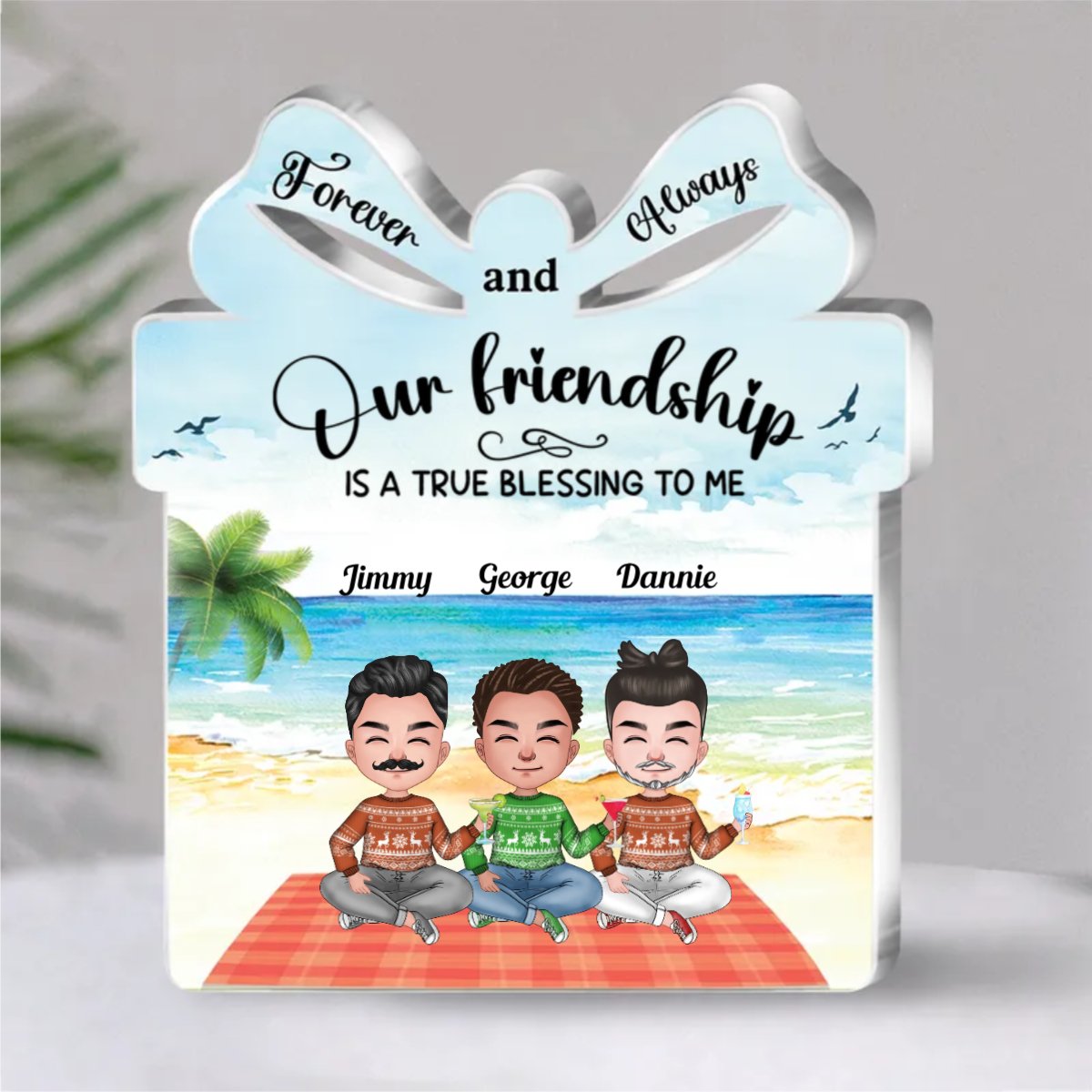 Friends - Our Friendship Is A True Blessing To Me - Personalized Acrylic Plaque (SA) - Makezbright Gifts