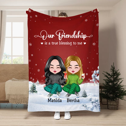 Friends - Our Friendship Is A True Blessing To Me - Personalized Blanket - Makezbright Gifts