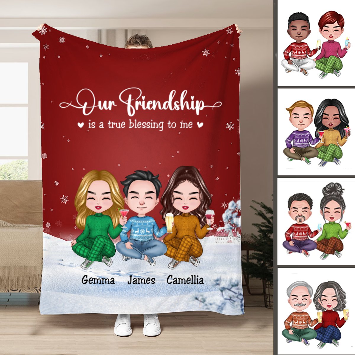 Friends - Our Friendship Is A True Blessing To Me - Personalized Blanket - Makezbright Gifts