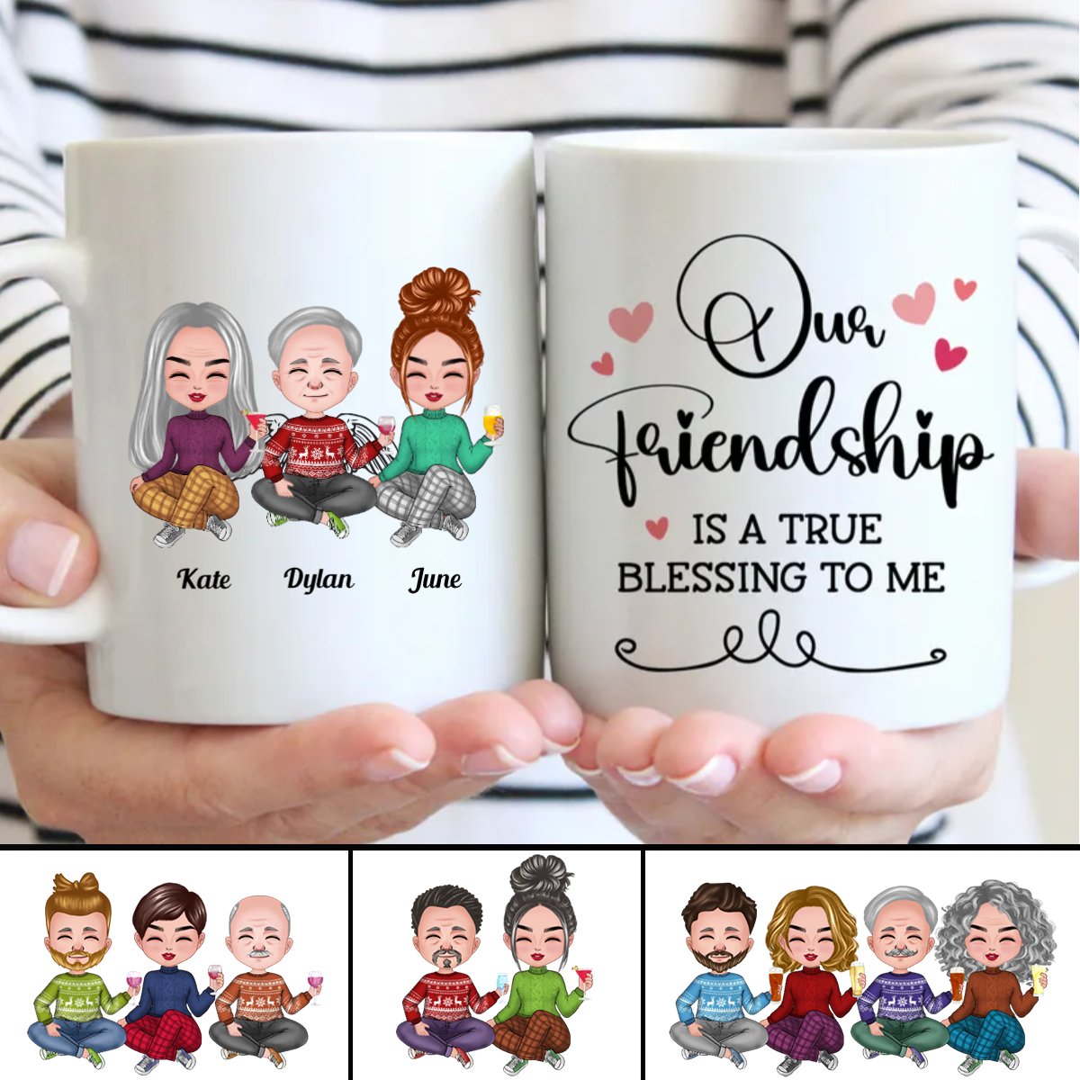 Friends - Our Friendship Is A True Blessing To Me - Personalized Mug - Makezbright Gifts