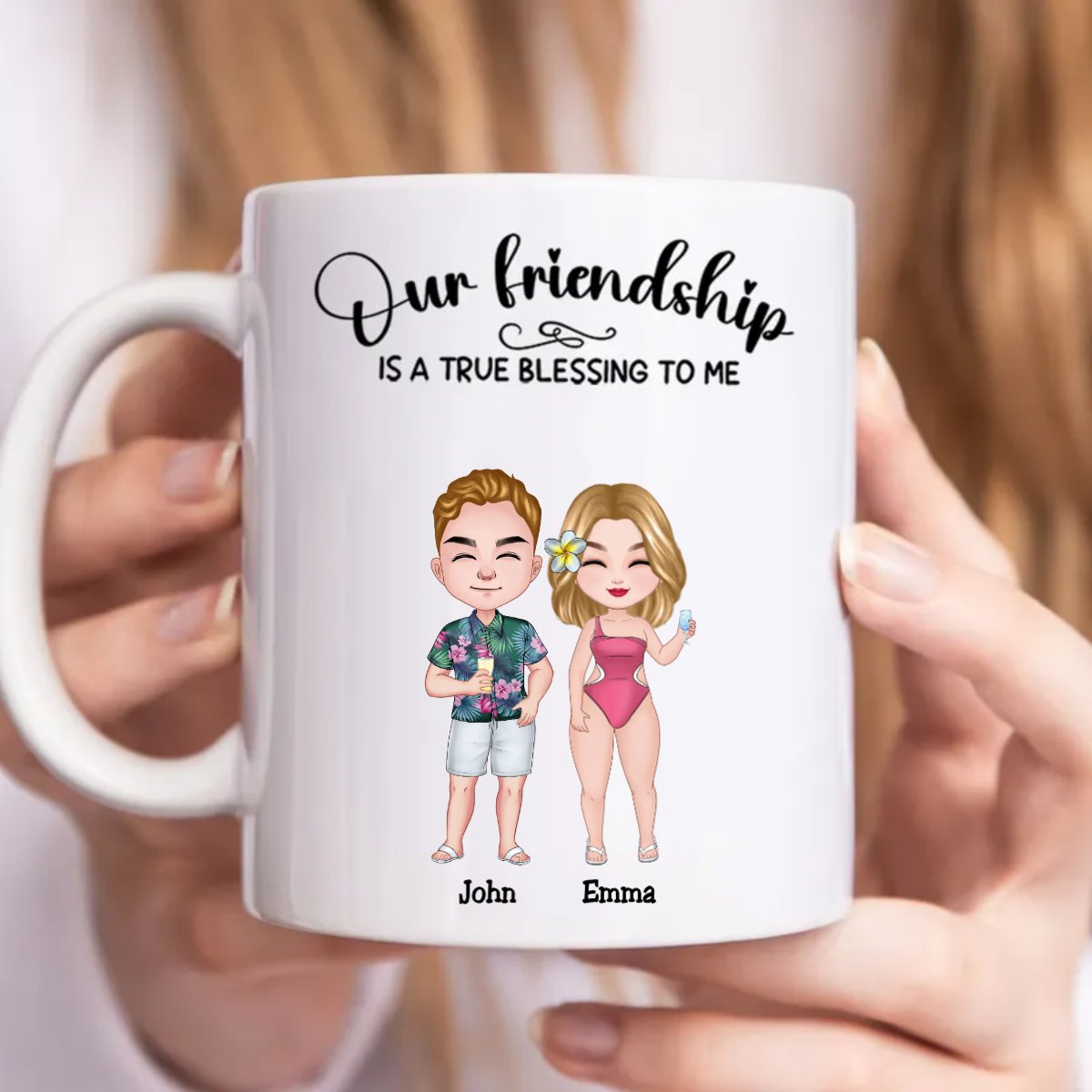 Friends - Our Friendship Is A True Blessing To Me - Personalized Mug - Makezbright Gifts