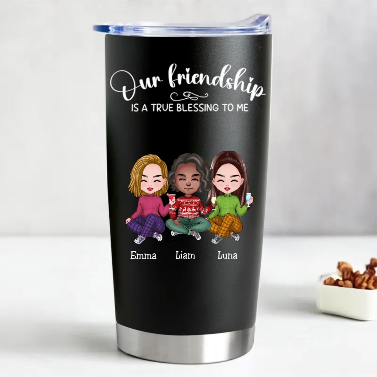 Friends - Our Friendship Is A True Blessing To Me - Personalized Tumbler (BL) - Makezbright Gifts