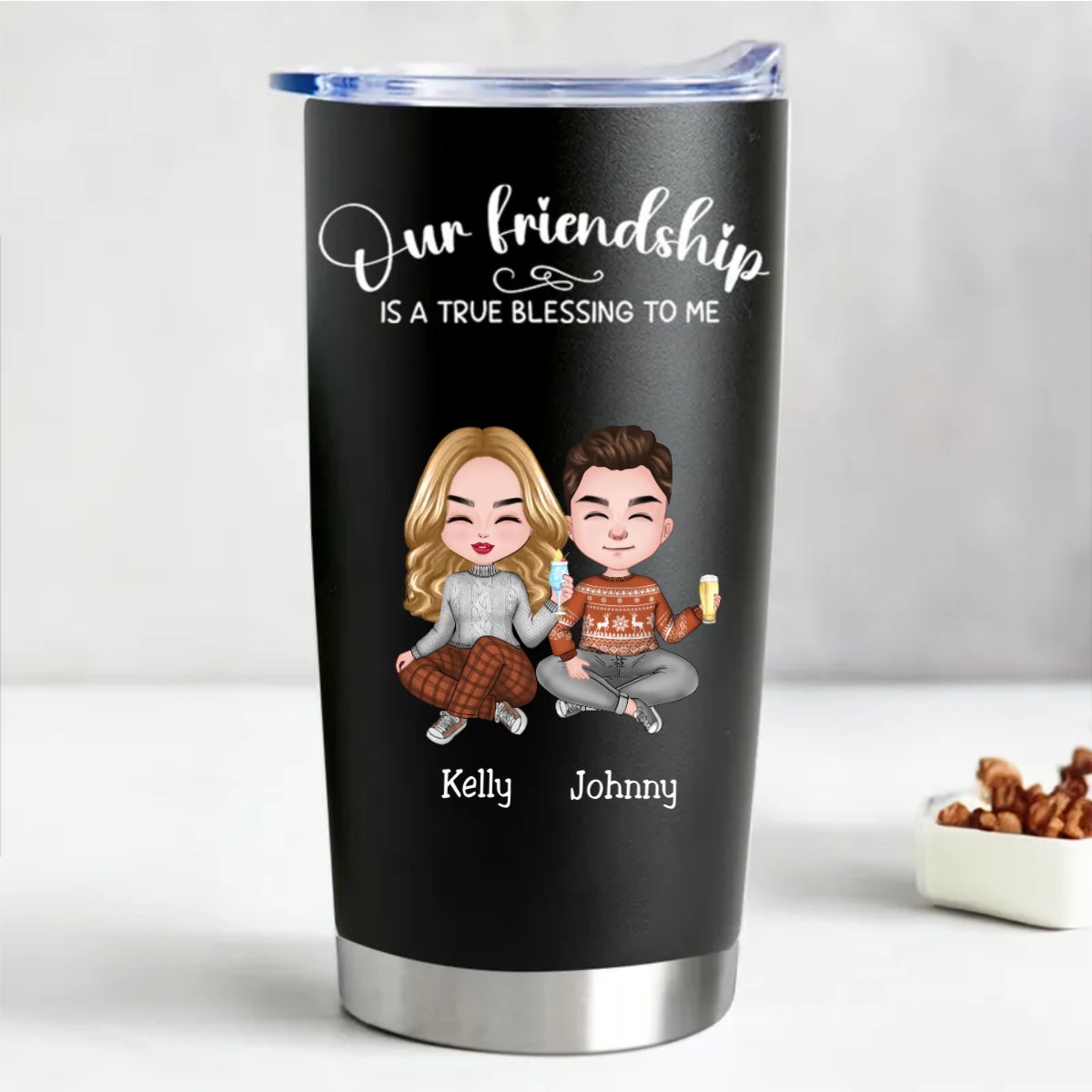 Friends - Our Friendship Is A True Blessing To Me - Personalized Tumbler (BL) - Makezbright Gifts